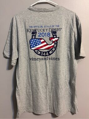 Vineyard Vines Kentucky Derby 144 2018 Whale Graphic T-Shirt Gray Large